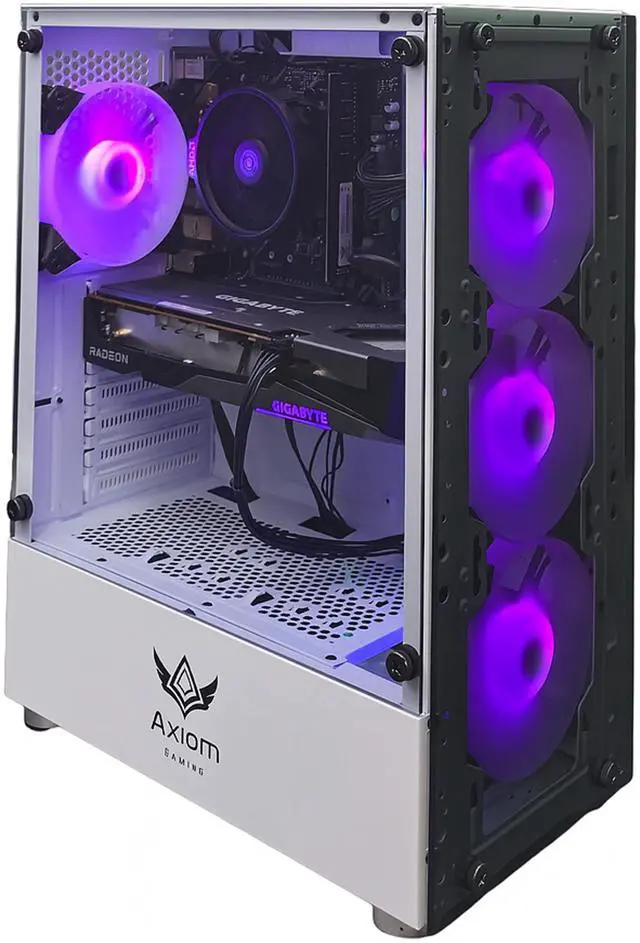 Alt view image 4 of 7 - Axiom Gaming PC Desktop Computer Frostnova, AMD Ryzen 5 5500, 16GB RAM, 512GB SSD, AMD Radeon RX 6600 8GB GDDR6, Wi-Fi, Windows 11 Home