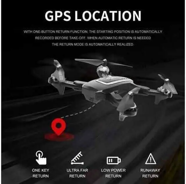 Alt view image 3 of 7 - 1080P Foldable FPV Drone GPS Positioning Aircraft Aerial Photography Quadcopter Altitude Hold RC Drone with 1080P Full HD Camera 2.4G WIFI Remote Control Headless Mode