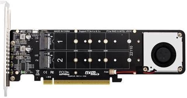 Quad M.2 NVMe SSD to PCIE x16 Adapter Soft RAID Array Card with LED