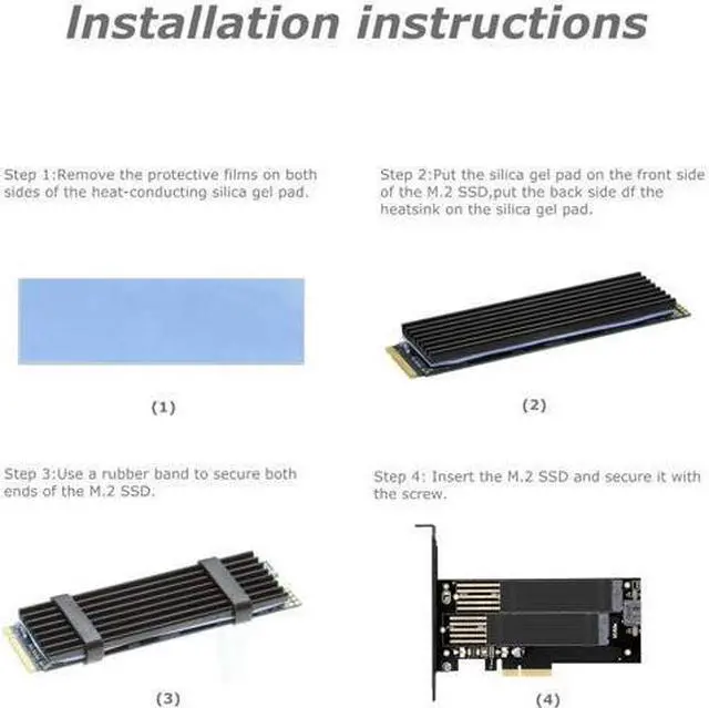 Alt view image 7 of 7 - Dual M.2 PCIE Adapter for SATA or PCIE NVMe SSD with Advanced Heat Sink Solution,M.2 SSD NVME (m Key) and SATA (b Key) 22110 2280 2260 2242 2230 to PCI-e x 4 Host Controller Expansion Card