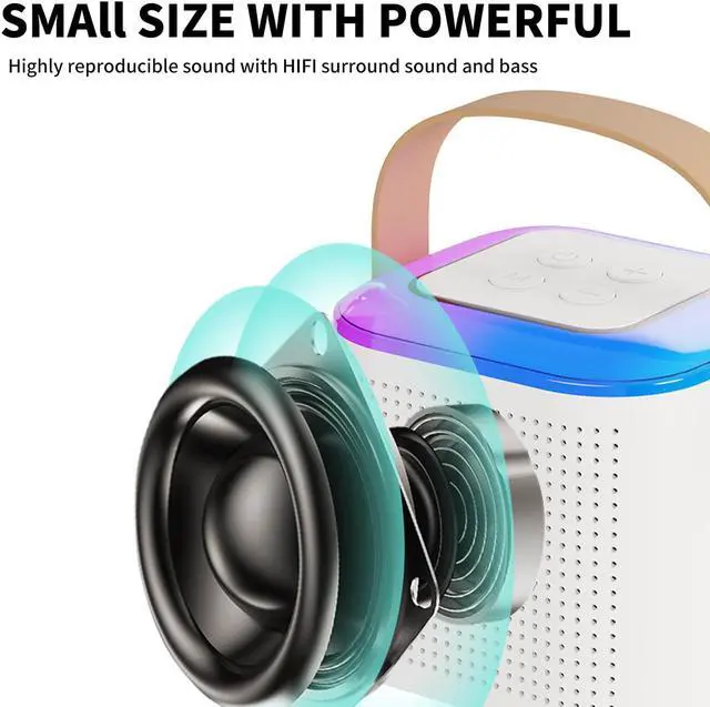 Alt view image 2 of 7 - Mini Karaoke Machine with 2 Wireless Microphone, Portable Bluetooth Karaoke Speaker for Kids and Adults, Gifts for Girls and Boys 4, 5, 6, 7, 8, 9, 10 +Year Old Birthday Home Party