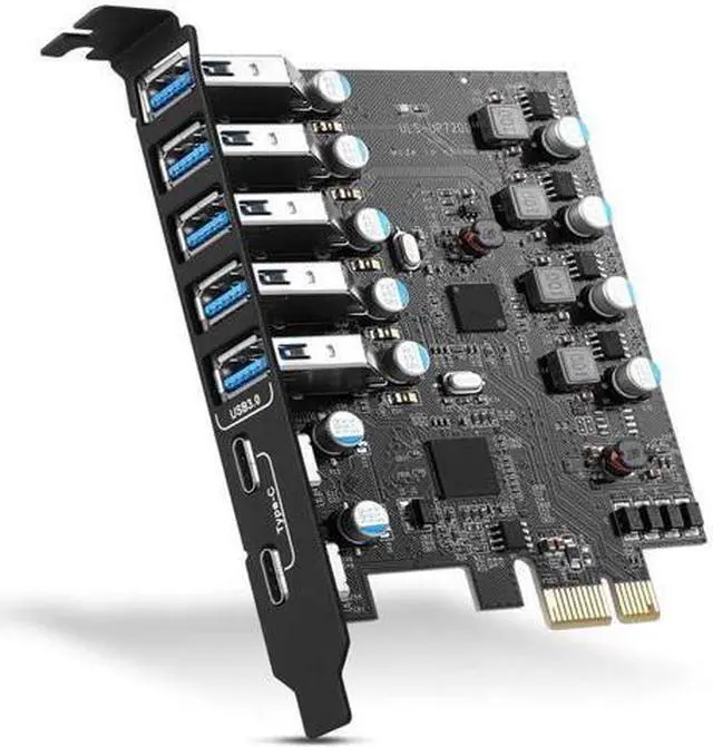 Main image of PCI-E to USB 3.0 7-Port(2X USB-C - 5X USB-A ) Expansion Card ,PCI Express USB Add in Card , Internal USB3 Hub Converter for Desktop PC Host Card Support Windows 10/8/7/XP and MAC OS 10.8.2 Above