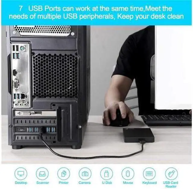 Alt view image 4 of 7 - PCI-E to USB 3.0 7-Port(2X USB-C - 5X USB-A ) Expansion Card ,PCI Express USB Add in Card , Internal USB3 Hub Converter for Desktop PC Host Card Support Windows 10/8/7/XP and MAC OS 10.8.2 Above