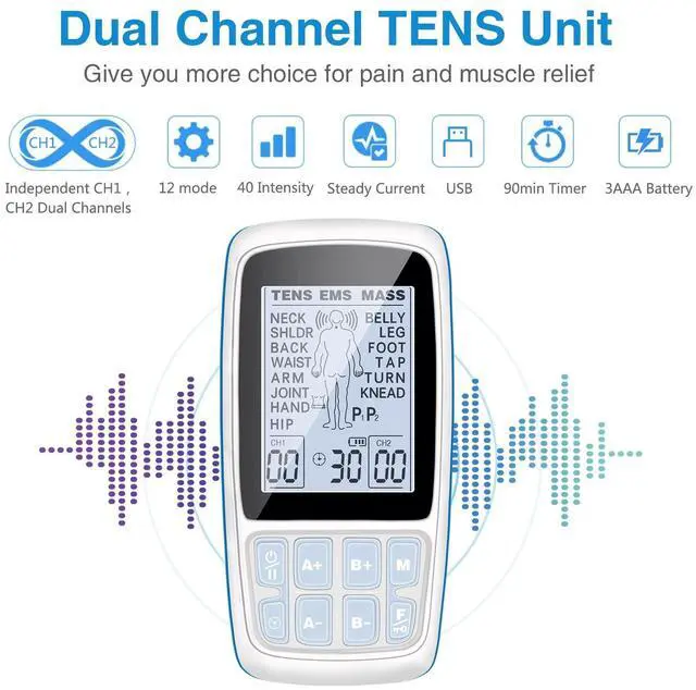 Alt view image 2 of 7 - JowTree TENS EMS Unit, FDA Cleared Electronic Muscle Stimulator for Pain Relief Therapy