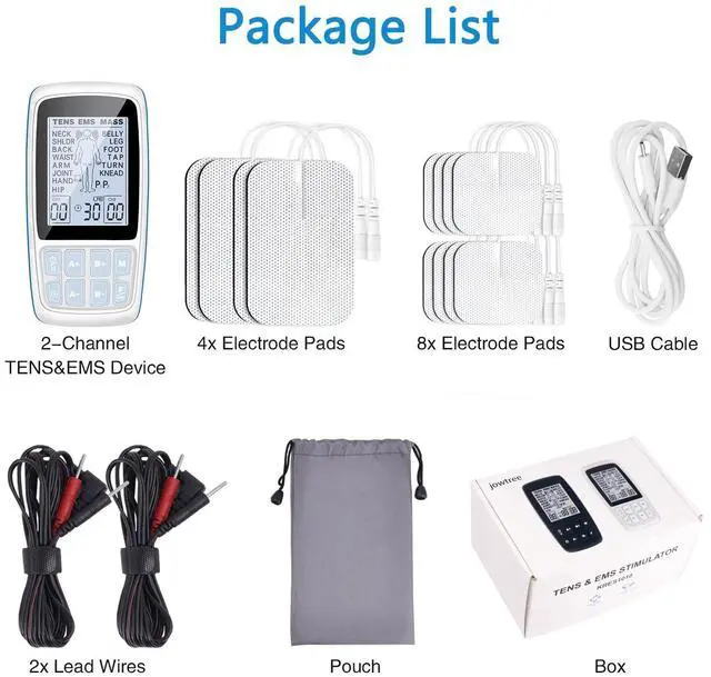 Alt view image 7 of 7 - JowTree TENS EMS Unit, FDA Cleared Electronic Muscle Stimulator for Pain Relief Therapy