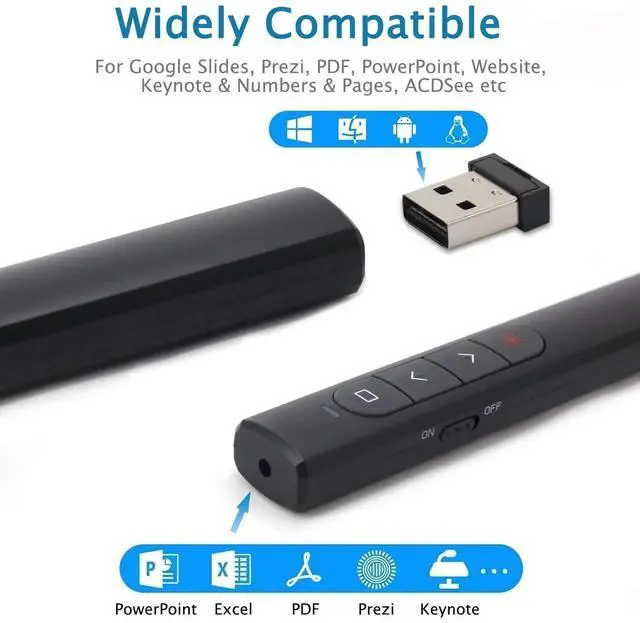 Alt view image 6 of 7 - ZIQIAN Presentation Clicker with Red Pointer for Cats, 328FEET USB Presentation Remote Control, Volume Control Hyperlink Wireless Presenter Remote, Slide PowerPoint Clicker for Mac/Win/Computer/Laptop