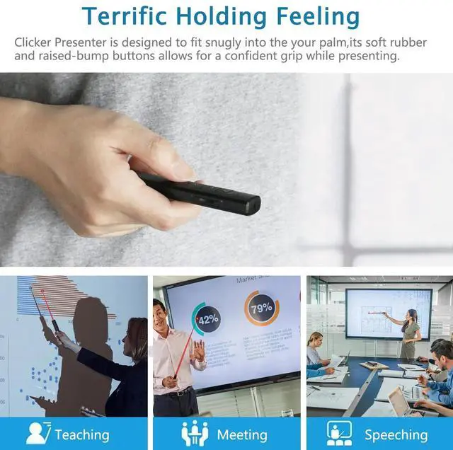 Alt view image 4 of 7 - ZIQIAN Presentation Clicker with Red Pointer for Cats, 328FEET USB Presentation Remote Control, Volume Control Hyperlink Wireless Presenter Remote, Slide PowerPoint Clicker for Mac/Win/Computer/Laptop