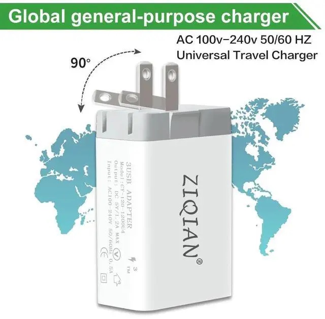Alt view image 5 of 7 - ZIQIAN 30W USB-A Wall Fast Charger, Durable QC 3.0 Power Adapter, Multiport USB Wall Fast Charger Block, for MacBook/iPhone/iPad/Android/Galaxy and More-White(1 Pack)