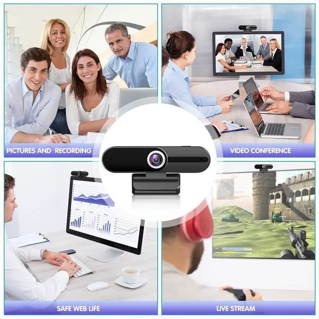 Alt view image 5 of 6 - HZQDLN 4K Webcam, HD Webcam 8MP- Laptop PC Desktop Computer Web Camera with Microphone, USB Webcams for Video Calling Recording Streaming Video Conference, Webcam with Mini Tripod, Privacy Shutter