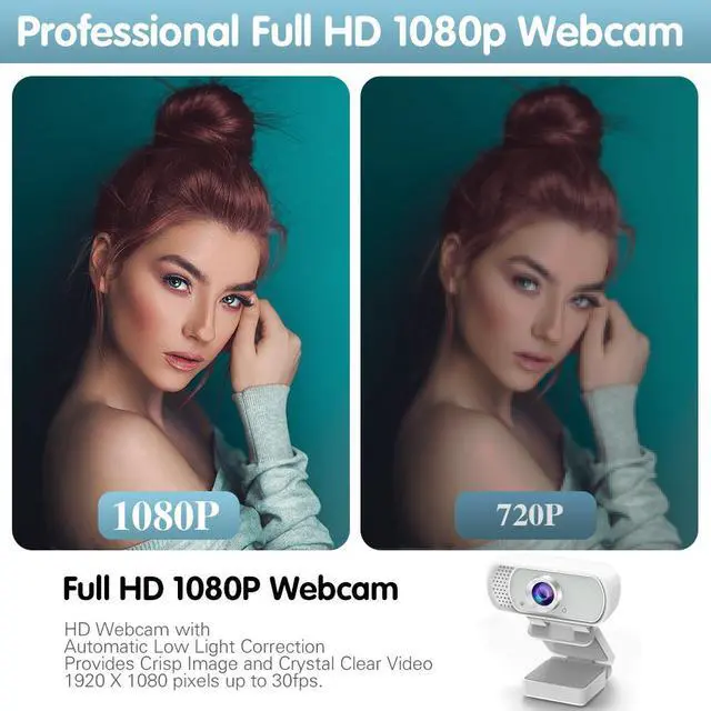 Alt view image 2 of 7 - HZQDLN Webcam 1080P HD Computer Camera - Microphone Laptop USB PC Webcam, HD Full Gaming Computer Camera, Recording Pro Video Web Camera for Calling, Conferencing, 110-Degree Live Streaming Widescreen