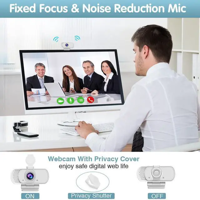 Alt view image 6 of 7 - HZQDLN Webcam 1080P HD Computer Camera - Microphone Laptop USB PC Webcam, HD Full Gaming Computer Camera, Recording Pro Video Web Camera for Calling, Conferencing, 110-Degree Live Streaming Widescreen