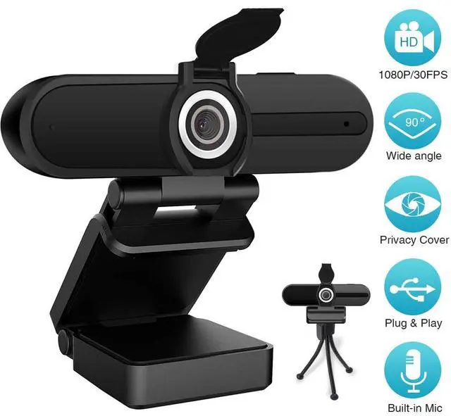 Main image of HZQDLN 1080P Webcam with Microphone, Full HD Webcam, USB Desktop Laptop Computer Web Camera, Plug and Play for Windows Mac OS, Video Streaming, Calling, Conferencing, Online Teaching, Gaming, Switch 2