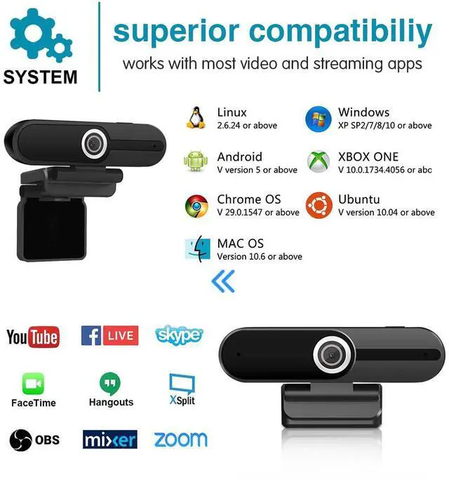 Alt view image 7 of 7 - HZQDLN 1080P Webcam with Microphone, Full HD Webcam, USB Desktop Laptop Computer Web Camera, Plug and Play for Windows Mac OS, Video Streaming, Calling, Conferencing, Online Teaching, Gaming, Switch 2