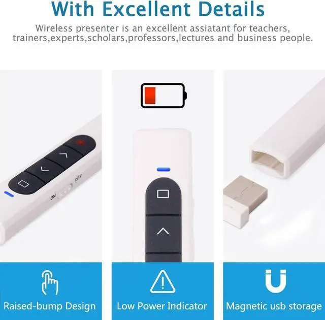 Alt view image 3 of 6 - ZIQIAN Presentation Clicker with Red Pointer for Cats, 328FT USB Presentation Remote Control, Volume Control Hyperlink Wireless Presenter Remote, Slide PowerPoint Clicker for Mac/Win/Computer/Laptop