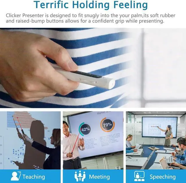 Alt view image 4 of 6 - ZIQIAN Presentation Clicker with Red Pointer for Cats, 328FT USB Presentation Remote Control, Volume Control Hyperlink Wireless Presenter Remote, Slide PowerPoint Clicker for Mac/Win/Computer/Laptop