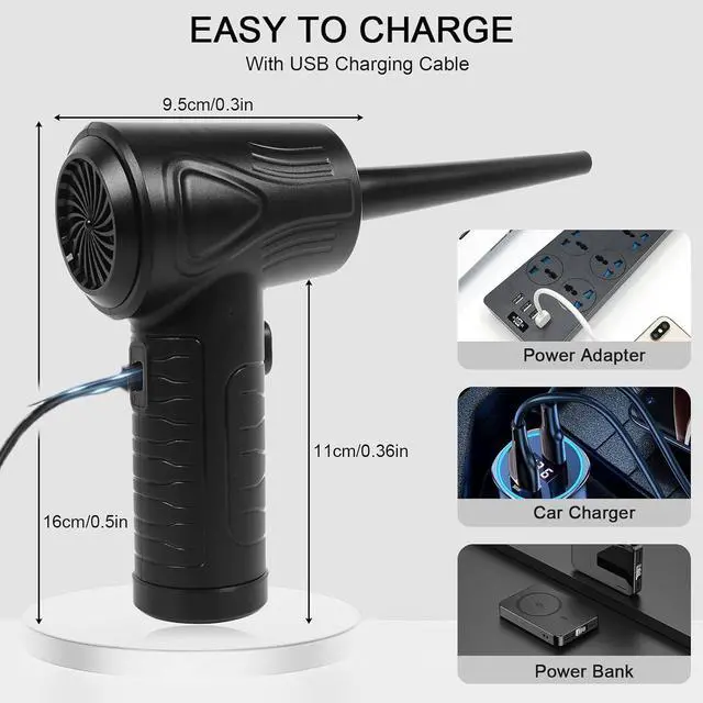 Alt view image 2 of 7 - Compressed Air Duster, 3 Gear to 51000RPM Cordless Electric Air Duster, 6000mAh Rechargeable Air Blower with LED Light for Laptop Computer Camera Keyboard Cleaning Dust Hair Replace Compressed Air Can