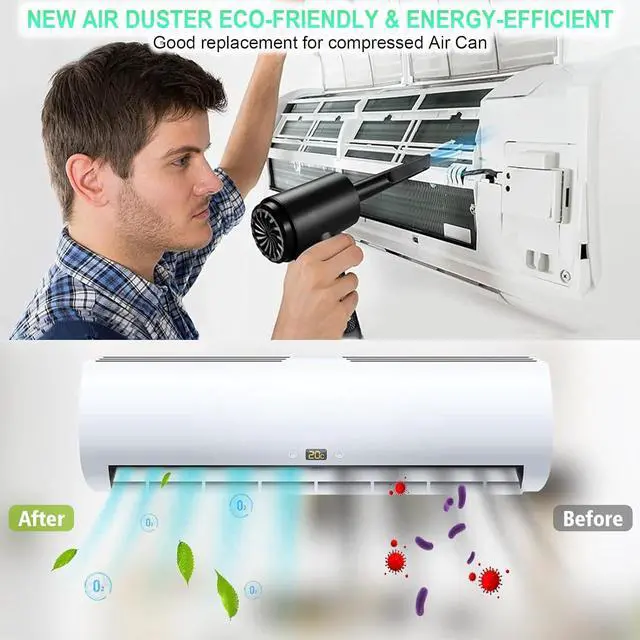 Alt view image 5 of 7 - Compressed Air Duster, 3 Gear to 51000RPM Cordless Electric Air Duster, 6000mAh Rechargeable Air Blower with LED Light for Laptop Computer Camera Keyboard Cleaning Dust Hair Replace Compressed Air Can