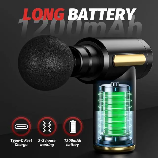 Alt view image 3 of 7 - Adiven Massage Gun, Small Travel Tool, Massage Gun Deep Tissue,Percussion Handheld Portable Muscle Massager Tool for Full Body Pain Relief, 4 Different Massage Heads & 6 speeds, Gifts for Men Women