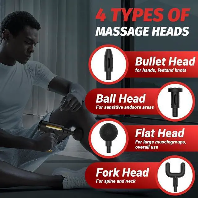 Alt view image 4 of 7 - Adiven Massage Gun, Small Travel Tool, Massage Gun Deep Tissue,Percussion Handheld Portable Muscle Massager Tool for Full Body Pain Relief, 4 Different Massage Heads & 6 speeds, Gifts for Men Women