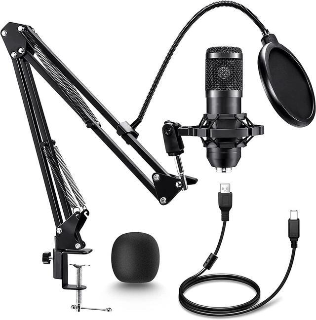 Main image of Adiven 2025 USB Streaming Podcast PC Microphone, 192KHz/24Bit Studio Cardioid Condenser Mic Kit with Sound Card, Boom Arm, Shock Mount, Pop Filter, for Skype, YouTuber, Karaoke, Gaming, Recording