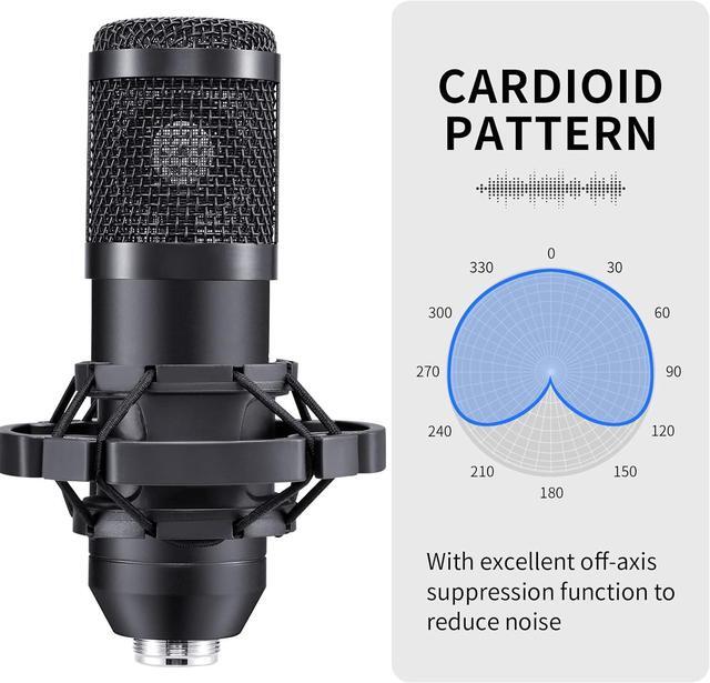 Alt view image 3 of 7 - Adiven 2025 USB Streaming Podcast PC Microphone, 192KHz/24Bit Studio Cardioid Condenser Mic Kit with Sound Card, Boom Arm, Shock Mount, Pop Filter, for Skype, YouTuber, Karaoke, Gaming, Recording