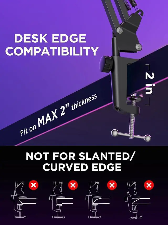 Alt view image 7 of 7 - Adiven 2025 updated Boom Arm Microphone Mic Stand for Blue Yeti HyperX QuadCast SoloCast Snowball Fifine Shure SM7B and other Mic, QuadCast Boom Arm,Mic Stand Desk with 3/8" to 5/8" Adapter
