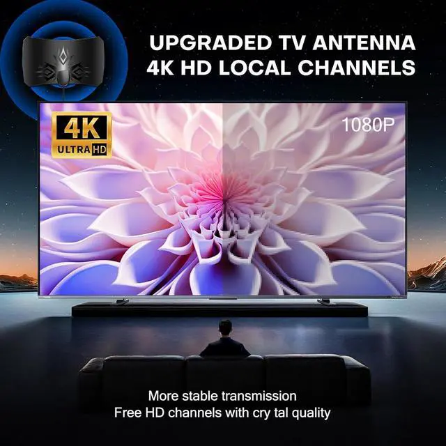 Alt view image 7 of 7 - TV Antenna for Smart TV Indoor-Amplified HDTV Antenna with Magnetic Base, Long Range HD TV Antenna,Portable Digital TV Antenna for Local Channels, Support 4K 1080p Smart Television Antenna for TV