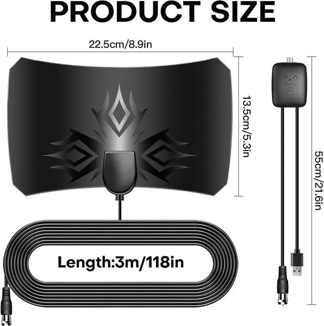 Alt view image 6 of 7 - TV Antenna for Smart TV Indoor-Amplified HDTV Antenna with Magnetic Base, Long Range HD TV Antenna,Portable Digital TV Antenna for Local Channels, Support 4K 1080p Smart Television Antenna for TV