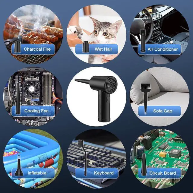 Alt view image 3 of 7 - Compressed Air Duster, 3 Gear to 51000RPM Cordless Electric Air Duster, 6000mAh Rechargeable Air Blower with LED Light for Laptop Computer Camera Keyboard Cleaning Dust Hair Replace Compressed Air Can