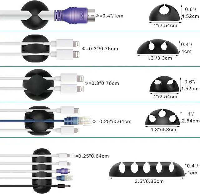 Alt view image 2 of 7 - Updated 252 PCS Cable Management Kit 4 Wire Organizer Sleeve,11 Cable Holder,25Cord Clips 10+2 Roll Cable Organizer Straps and 200 Fastening Cable Ties for Computer TV Under Desk, black,clear