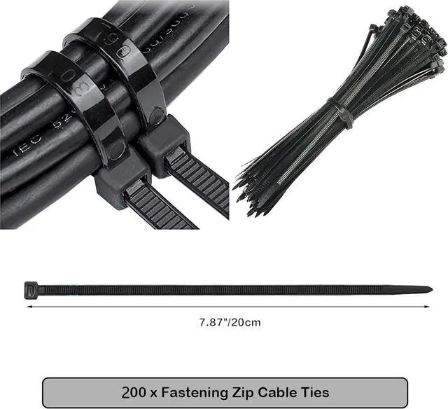 Alt view image 3 of 7 - Updated 252 PCS Cable Management Kit 4 Wire Organizer Sleeve,11 Cable Holder,25Cord Clips 10+2 Roll Cable Organizer Straps and 200 Fastening Cable Ties for Computer TV Under Desk, black,clear