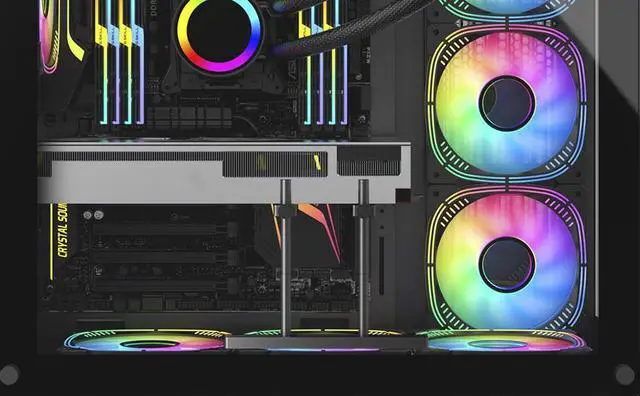 Alt view image 7 of 7 - Adiven High Performance GPU Support Bracket Dual Brace: Fan mounting Adjustable Aluminum Graphics Card GPU Sag Bracket Video Card Stand Holder Graphics Card Bracket, Support Big GPU - 128mm