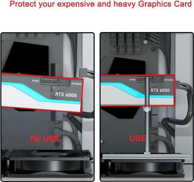 Alt view image 3 of 7 - Adiven High Performance GPU Support Bracket, Graphics Card Support, GPU Bracket Brace, Video Card Sag Holder Bracket, GPU Stand, Adjustable Anti Sag GPU Stand for Fan Aluminum 129mm