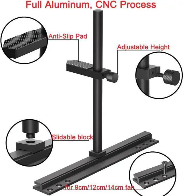 Alt view image 2 of 7 - Adiven High Performance GPU Support Bracket, Graphics Card Support, GPU Bracket Brace, Video Card Sag Holder Bracket, GPU Stand, Adjustable Anti Sag GPU Stand for Fan Aluminum 129mm