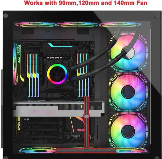 Alt view image 6 of 7 - Adiven High Performance GPU Support Bracket, Graphics Card Support, GPU Bracket Brace, Video Card Sag Holder Bracket, GPU Stand, Adjustable Anti Sag GPU Stand for Fan Aluminum 129mm