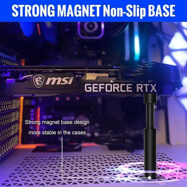Alt view image 6 of 7 - GPU Support Bracket, Graphics Video Card Brace with Height Adjustable, Anti Sag Holder for Universal Graphics Card Sag, GPU Stand with Magnet and Rubber Pad (Black)