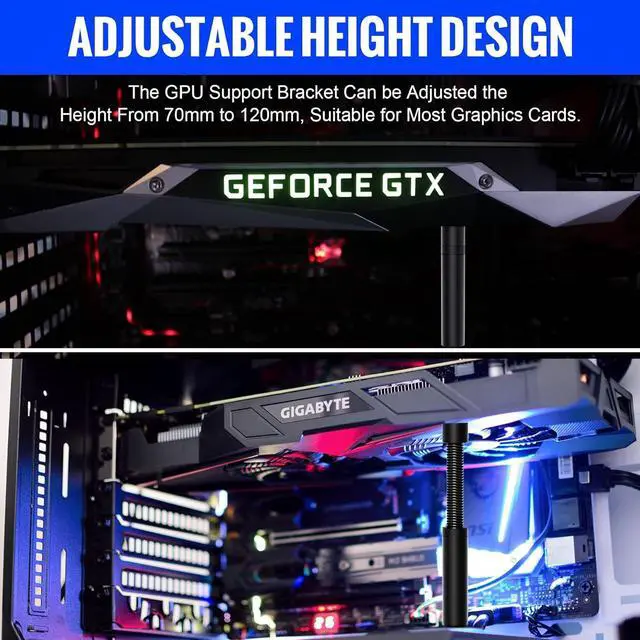 Alt view image 5 of 7 - GPU Support Bracket, Graphics Video Card Brace with Height Adjustable, Anti Sag Holder for Universal Graphics Card Sag, GPU Stand with Magnet and Rubber Pad (Black)