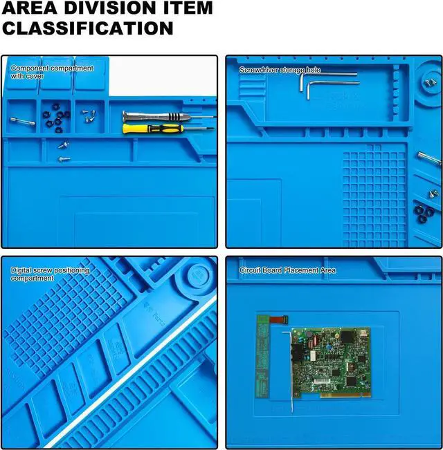 Alt view image 4 of 7 - Adiven Premium Heat Resistant Solder Pad, Large Anti-static Magnetic Silicone Pad, Repair Pad With Scale, for Cell Phone, Computer and Other Electronic Repairs, 17.7 "*11.8", Blue