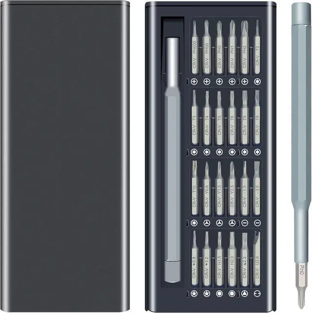 Main image of Adiven Precision Screwdriver Set, 25 in 1 Mini Magnetic Small Screwdriver Set Case for PC, Eyeglasses, Computer, Electronic, Watch Repair Kit with Phillips and Star Tiny Screw Driver