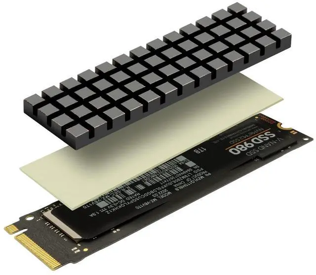 Alt view image 4 of 6 - Adiven NVME M.2 Heatsink SSD Heatsink: Graphite Covered Pure Copper Heatsink Thermal Pad for 2280 NGFF M.2 SSD Laptop PS5 (70x20x2mm)