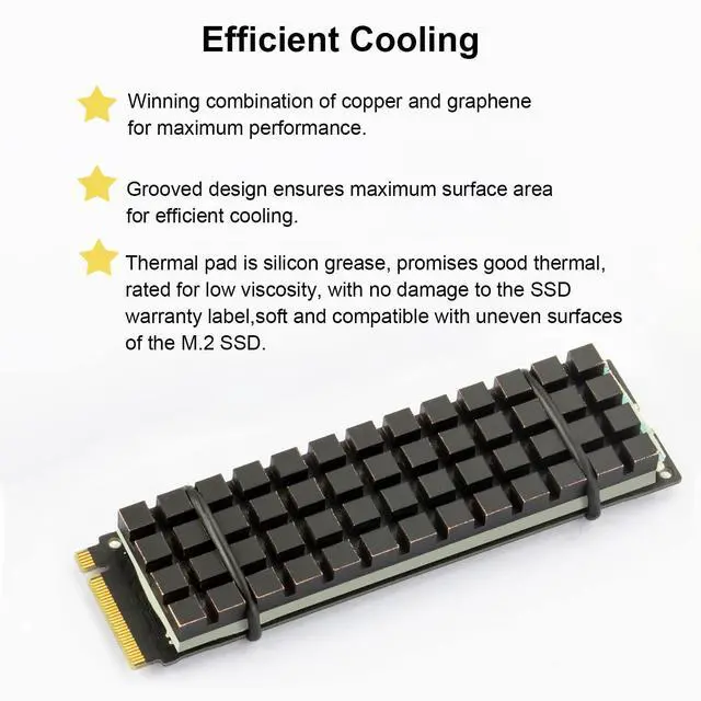 Alt view image 3 of 6 - Adiven NVME M.2 Heatsink SSD Heatsink: Graphite Covered Pure Copper Heatsink Thermal Pad for 2280 NGFF M.2 SSD Laptop PS5 (70x20x2mm)