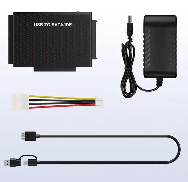 Alt view image 5 of 7 - Hard Drive Reader USB 3.0 to SATA IDE Adapter,IDE SATA to USB + Type C External Hard Drive Adapter Data Recovery Converter Kit for Universal 2.5 3.5 HDD SSD Hard Drive Disk, with 12V/2A Power Adapter