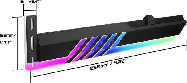 Alt view image 3 of 6 - Adiven updated 5V 3-pin Addressable RGB Graphics Card GPU Brace Support Holder,GPU Holder Brace Graphics Card Support,Support Video Card Sag Holder/Holster Bracket
