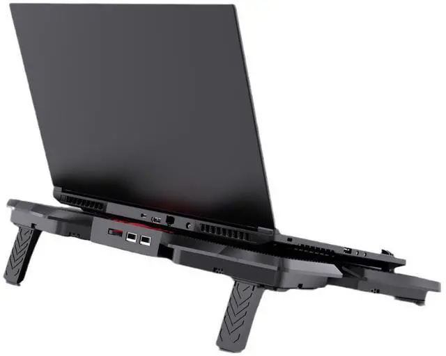 Alt view image 6 of 7 - Adiven Portable Metal Laptop Cooler Cooling Pad, Spider Shape 4 Big Quiet Fans with Red LED Light, Laptop Cooler for Up to 17" Inch Notebook, 2 USB Ports and Speed Control Switch,Cooling Laptop Stand