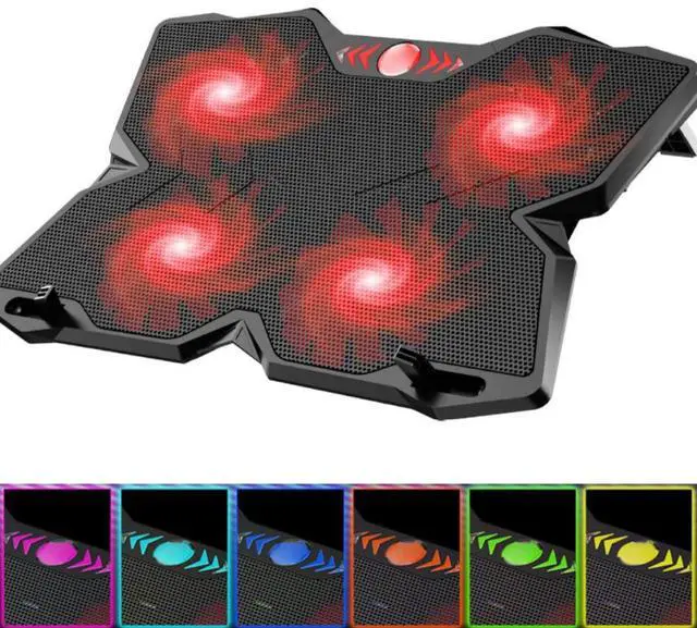 Main image of Adiven Portable Metal Laptop Cooler Cooling Pad, Spider Shape 4 Big Quiet Fans with Red LED Light, Laptop Cooler for Up to 17" Inch Notebook, 2 USB Ports and Speed Control Switch,Cooling Laptop Stand