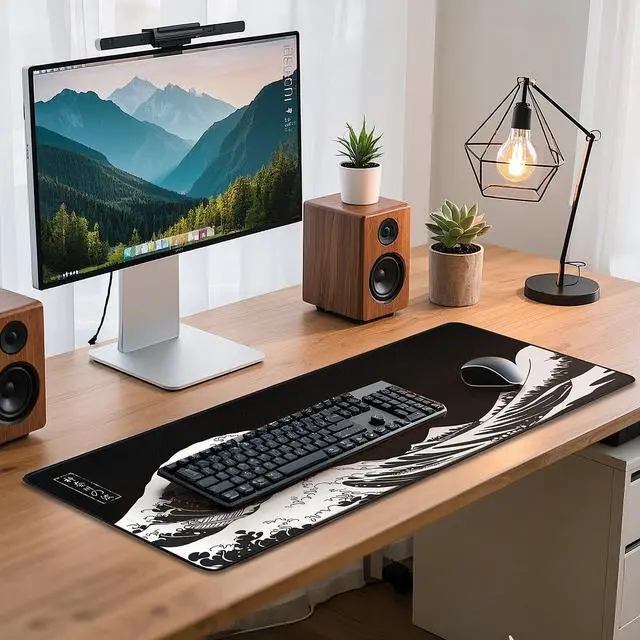 Alt view image 7 of 7 - Adiven Mouse Pad Gaming - Desk Mat for Keyboard and Mouse - Kanagawa Large Mouse Pad for Desk, Japanese Sea Wave Mousepad (31.5 x 11.8inch) with Non-Slip Base, Desks Pad Mat for Game, Office and Home