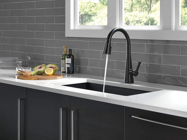 Alt view image 3 of 6 - Delta Faucet Lenta Matte Black Kitchen Faucet Touch, Touch Kitchen Faucets with Pull Down Sprayer, Kitchen Sink Faucet, Kitchen Faucet Black, Touch2O Technology, Matte Black 19802TZ-BL-DST