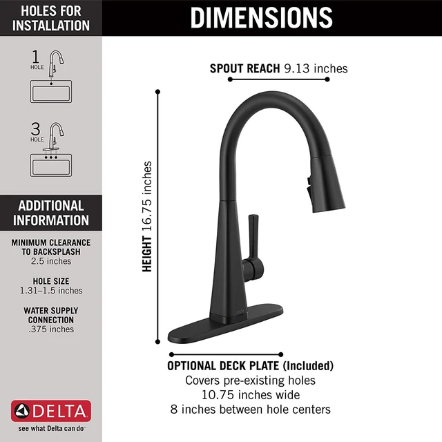 Alt view image 5 of 6 - Delta Faucet Lenta Matte Black Kitchen Faucet Touch, Touch Kitchen Faucets with Pull Down Sprayer, Kitchen Sink Faucet, Kitchen Faucet Black, Touch2O Technology, Matte Black 19802TZ-BL-DST