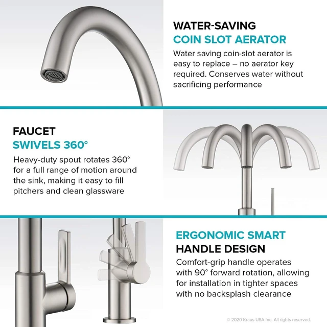Alt view image 3 of 7 - Oletto Single Handle Kitchen Bar Faucet in Spot Free Antique Champagne Bronze, Kitchen Sink Faucets, KPF-2822SFACB