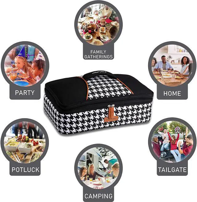 Alt view image 2 of 6 - HotLogic 16801170-HND Food Warming Tote Casserole Carrier Plus 120V, Houndstooth